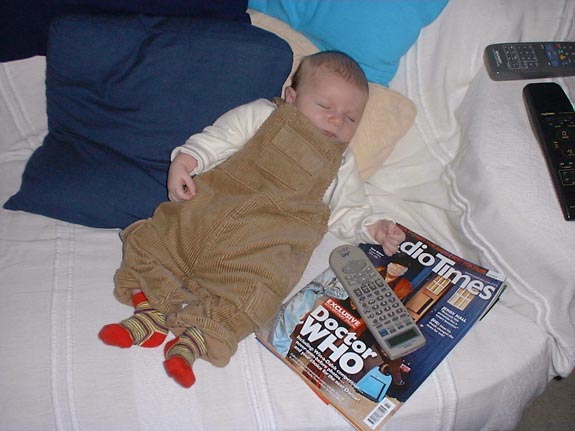 [The excitement of UK Gold's 'Doctor Who' 40th anniversary weekend takes its toll on a fan-in-training...]